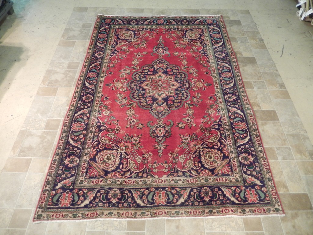 Vintage Persian Handmade 7x10 Carpet Tabriz Perfect Gift Rug REDNAVY