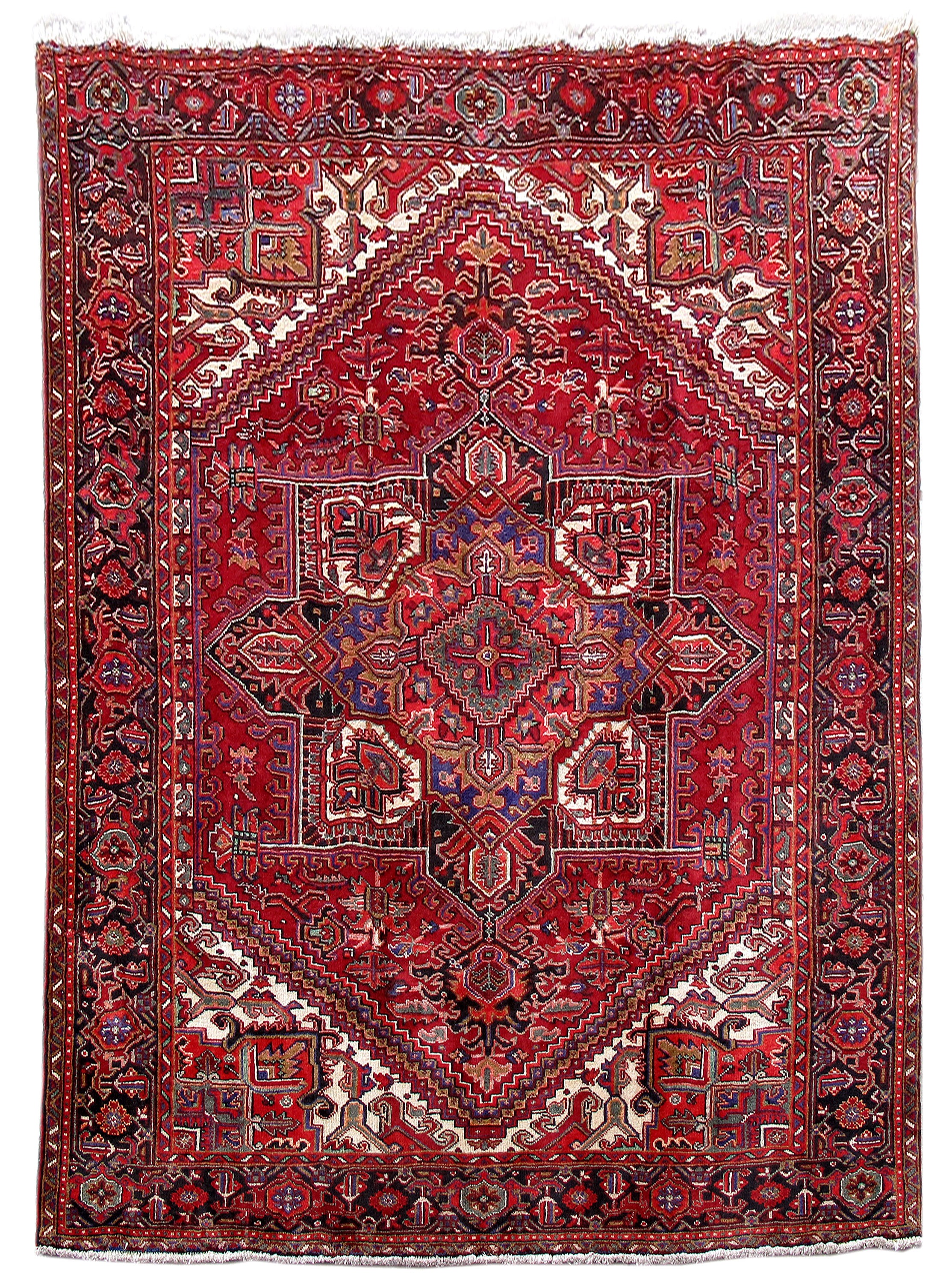 Genuine Wool Pile Hand Knotted Rug 7x9 Persian Heriz